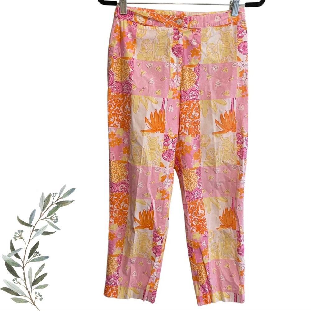 Vintage Lilly Pulitzer White Tag Pink, Orange, and Yellow Patchwork Pants Size 0